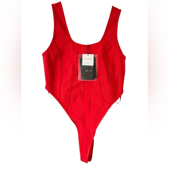 Women S Fitted Bodycon Bodysuit · peace & love — photo 1 of 1